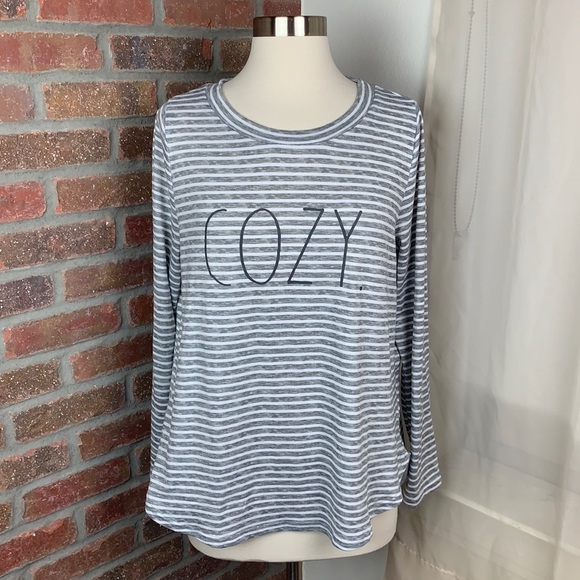 Rae Dunn Tops - Rae Dunn Cozy Long Sleeve Striped Top, L